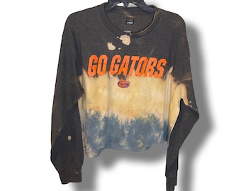 Distressed University of Florida T-Shirt, Bleached, Florida Game Day Style, Long-sleeve, Vintage Gators, Sorority Style, UF Tailgate Top!