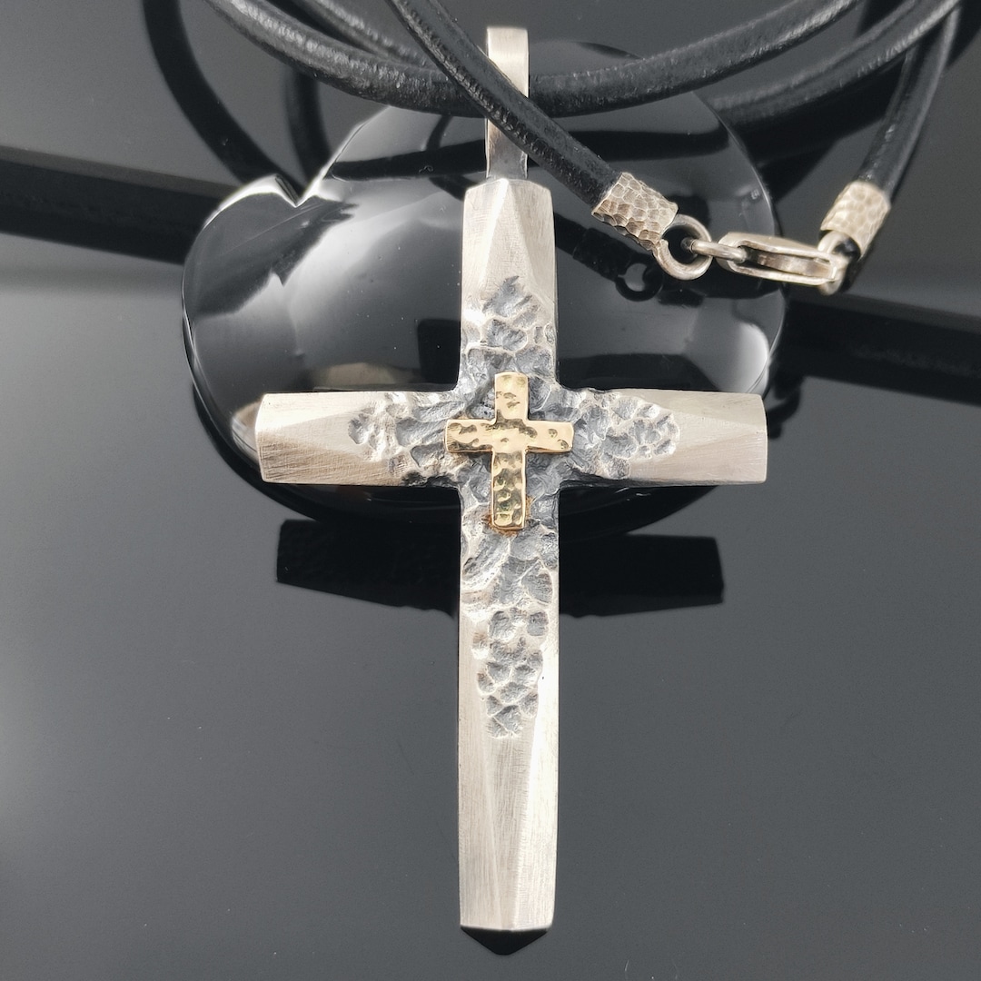 Men's Cross Pendant, Religious Mens Pendant, Spiritual Necklace