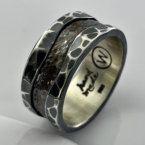 Hammered Sterling Silver Wedding Band: Rustic Handmade Ring
