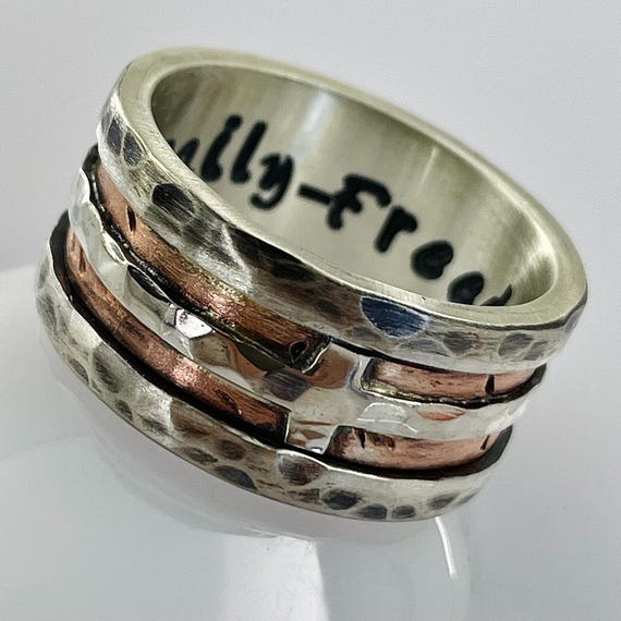 Personalized Sterling Silver Men's Beveled Edge Wedding Band - 5mm Width