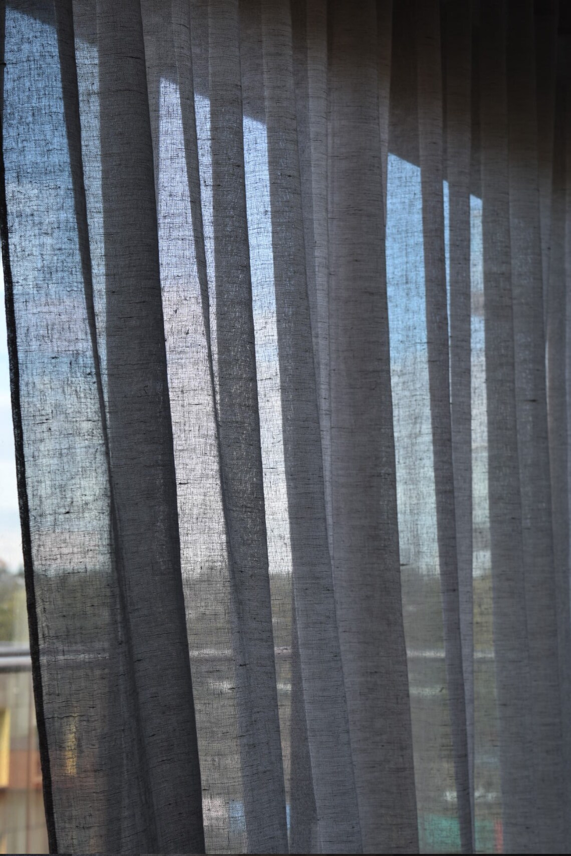 Pair of Sheer Wave-effect Linen Curtains 'neringa' / - Etsy
