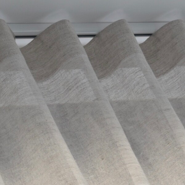 Pair of Sheer Wave-Effect Linen Curtains 'Neringa' / 140-168cm Wide / Various Lengths