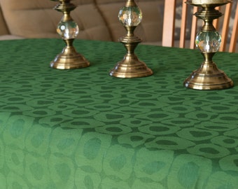 Green Linen Tablecloth / Jacquard / Rectangular / Various Sizes / 100% Linen