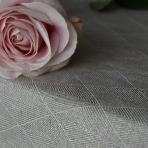 Double-sided Grey Linen Tablecloth / Rectangular / Rhomb Pattern / Various Sizes