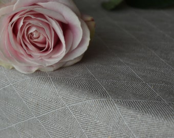 Double-sided Grey Linen Tablecloth / Rectangular / Rhomb Pattern / Various Sizes