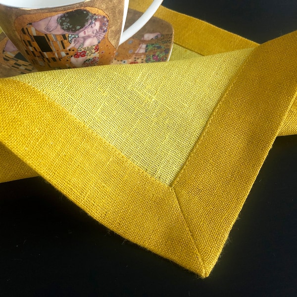 Beautiful Yellow Linen Placemats / Stylish Dining / Natural Dining Table Design / Housewarming Gift /Elegant Sustainable Timeless Home Decor