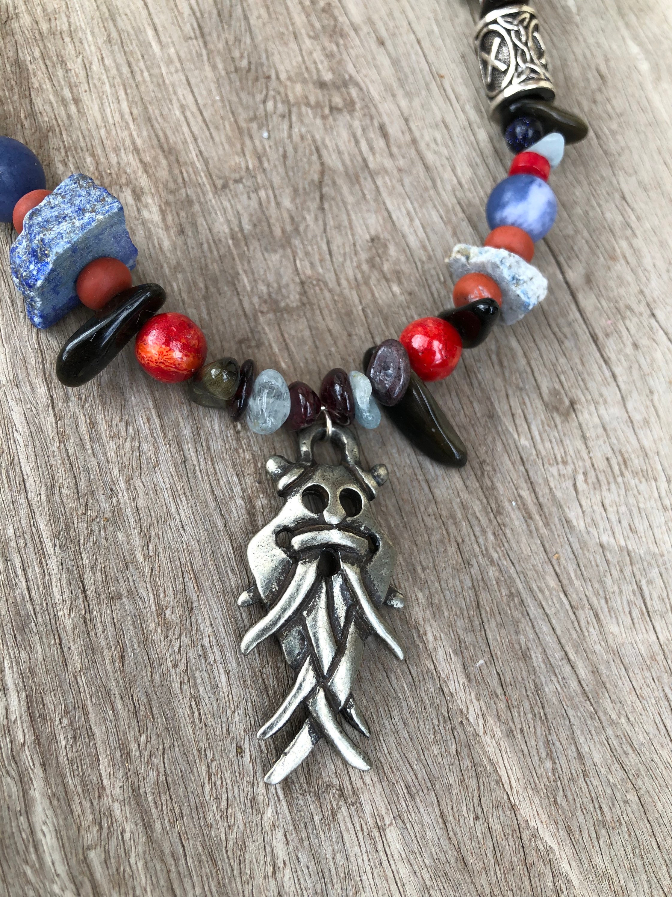 Odin Mask Viking Treasure Necklace Etsy