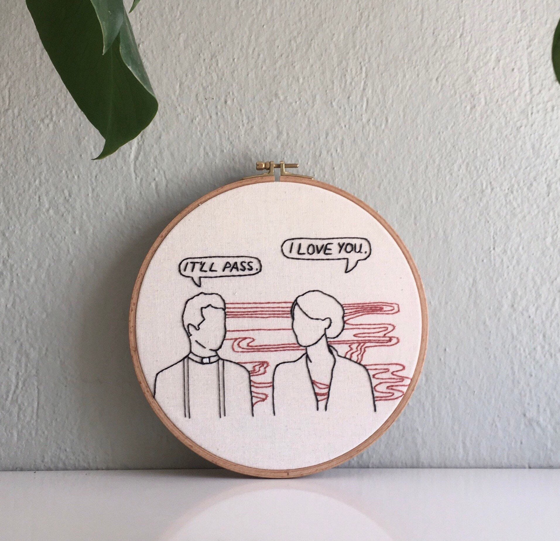 Fleabag Finished Embroidery Wall Hanging/ Minimal Tapestry Line Work