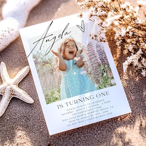 Photo Birthday Invitation Template, Editable in Canva, Any Age Party Invite, Kids Adult Birthday Invitation, Printable Photo Invite, Lily