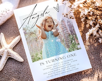 Photo Birthday Invitation Template, Editable in Canva, Any Age Party Invite, Kids Adult Birthday Invitation, Printable Photo Invite, Lily