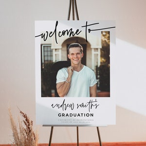 Photo Graduation Welcome Sign Template: Customizable Senior Party Decor (Digital Download)