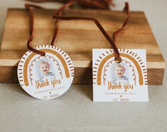 Sun Thank You Favor Tags, Photo Favor Tags, Birthday Favor Tags, Square Tag, Round Tag, Gift Tags, Tags Template, Editable Tags, DIY, Sunny