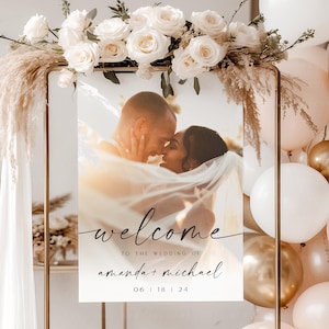 Photo Wedding Welcome Sign Template: Lily Reception Decor (Digital Download)