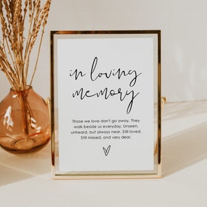 In Loving Memory Sign, In Loving Memory Template, Wedding In Loving Memory Sign, Memorial Sign, Printable Memorial Sign, Amelia
