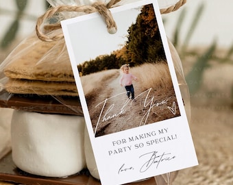 Photo Thank You Tag Template, Editable in Canva, 2x3.5 Favor Tag, Wedding Birthday Baptism Thank You Tag, Printable Tag Template, Lily