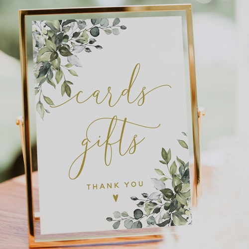 Greenery Cards and Gifts Sign Template Wedding Cards and Gift - Etsy