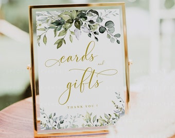 Cards and Gifts Sign Wedding, Cards and Gifts Sign Greenery, Cards and Gifts Sign Gold, Cards and Gifts Template, 5x7, 8x10, Olivia