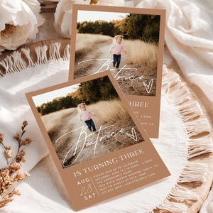 Birthday Invitation Template, Editable Photo Card & Electronic Smartphone Invitation, Digital Invite, Lily