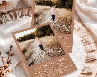Birthday Invitation Template, Editable Photo Card & Electronic Smartphone Invitation, Digital Invite, Lily