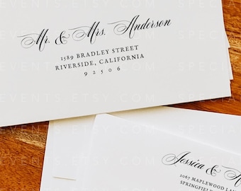 Classic Script Wedding Envelope Address, Canva Template, Digital Download