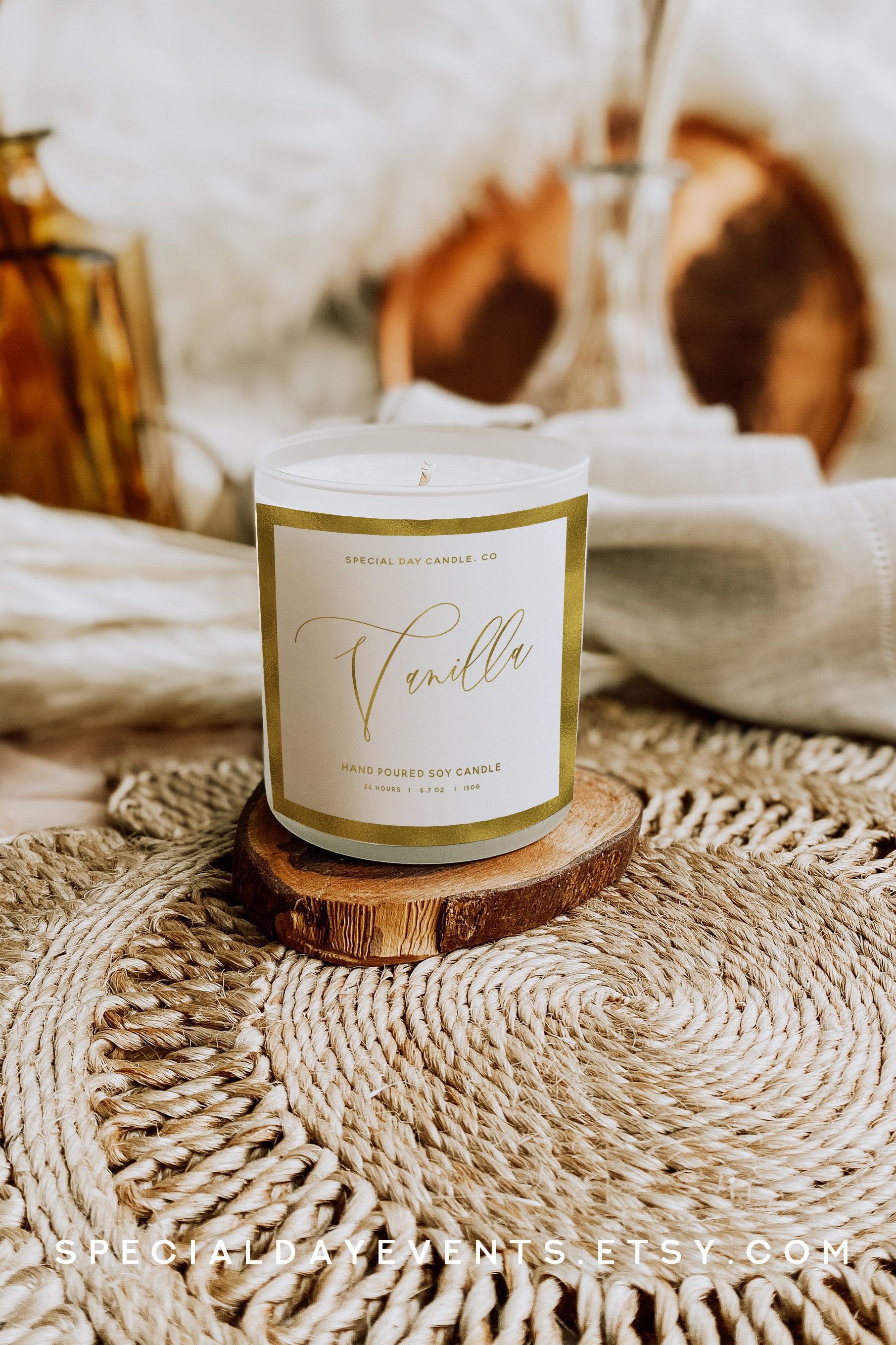 Faux Gold Foil Candle Label Template Editable Candle Etsy