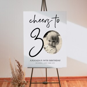 Cheers to 30 Birthday Sign, Birthday Party Sign, Birthday sign Template, Birthday Sign, 30th Birthday Sign, Birthday Sign With Photo, River