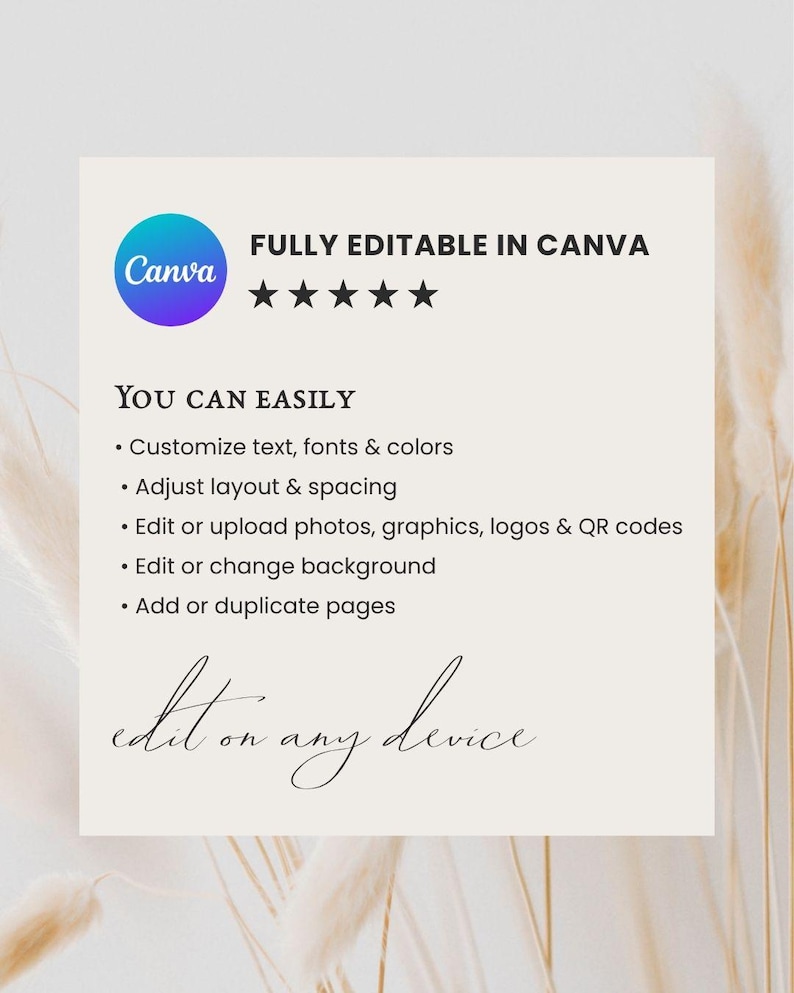 Minimalist Wedding Order of Events Sign, Editable Template, Caroline image 10