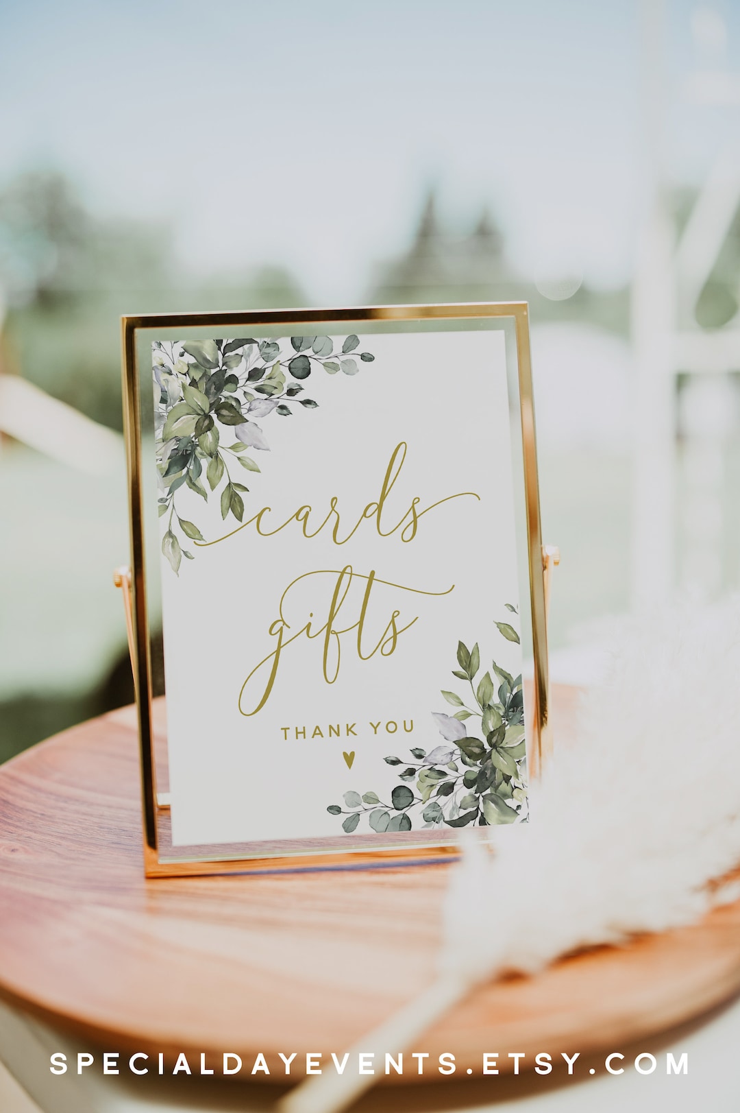 Greenery Cards and Gifts Sign Template, Wedding Cards and Gift Sign ...