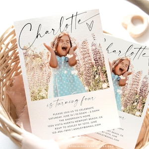Photo Birthday Invitation, 1st Birthday Invitation, First Birthday Invitation, Birthday Invitation, Birthday Invitation Template, DIY, Lily