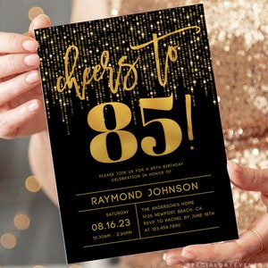 Chic Cheers to 85th birthday invitation, 85th birthday invitation, birthday invitation template, Happy Birthday, DIY birthday invite, Taylor