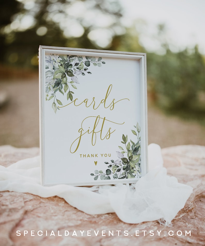 Greenery Cards and Gifts Sign Template Wedding Cards and Gift - Etsy