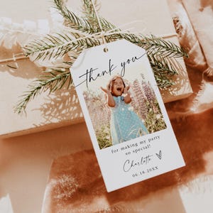 Birthday Thank You Tag, Photo Birthday Favor Tag, Photo Favor Tags, Thank You Tag Template, Birthday Favor Tags, Favor Tags Thank You, Lily