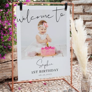 Photo Birthday Sign, Birthday Sign Template, Birthday sign Printable, Birthday Sign Personalized, Welcome Sign, Party Sign, Amelia