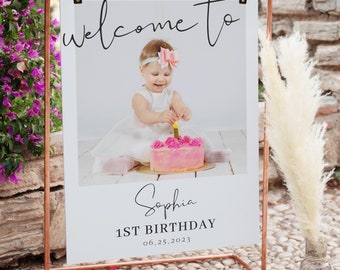 Photo Birthday Sign, Birthday Sign Template, Birthday sign Printable, Birthday Sign Personalized, Welcome Sign, Party Sign, Amelia