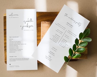 Minimalist Wedding Program, Wedding Program Template Download, Printable Wedding Program, Wedding Program Instant Download, Amelia