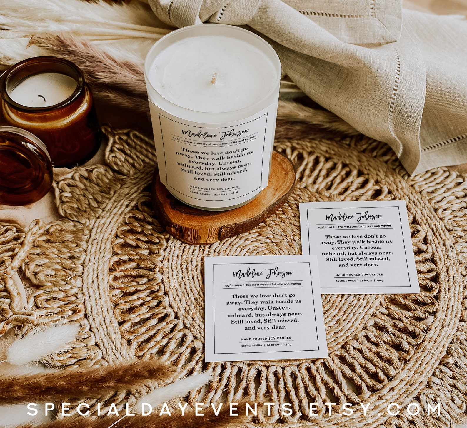 In Loving Memory Candle Label Memorial Candle Printable Etsy