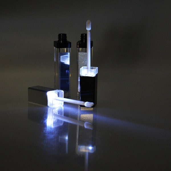 Bouteilles de brillant à lèvres vides à LED avec miroir et boîtes, tubes à presser vides en PVC, tubes ronds vides en acrylique transparent