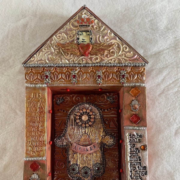 Awaken Hamsa House - Polymer Clay - Mixed Media Mosaic