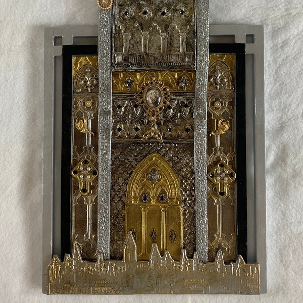 Gothic Church - Polymer Clay - Mixed Media Mosaic