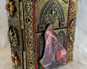 Decorated Book Tin - Knighthood - Polymer Clay - Mixed Media Mosaic