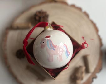 Personalised Hand painted Unicorn Bauble
