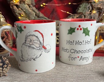 Vintage Santa Personalised Christmas Hot Chocolate Mug