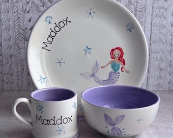 Mermaid Dreams Personalised Ceramic Dinner Set
