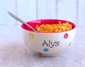 Personalised Spotty Dotty Cereal Bowl