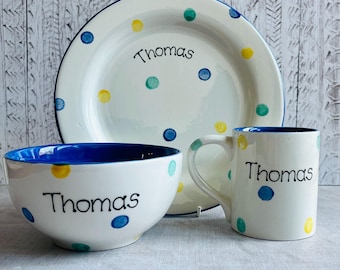 Personalised Spotty Dotty Breakfast Set