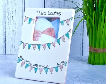 Personalizowana ramka na zdjęcia z okazji narodzin lub chrztu dziecka