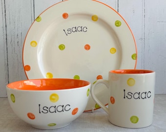 Personalised Spotty Dotty Breakfast Set