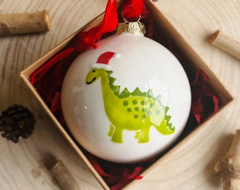 Personalised Hand painted Dinosaur Bauble