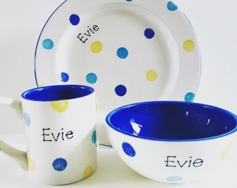 Personalised Spotty Dotty Breakfast Set