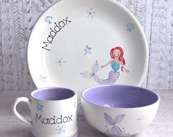 Mermaid Dreams Personalised Ceramic Dinner Set